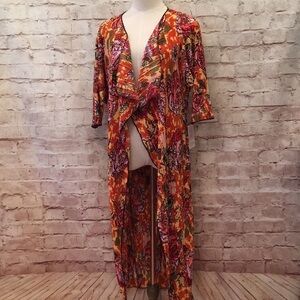 LuLaRoe SHIRLEY Pleat Crinkle Floral Kimono Duster
